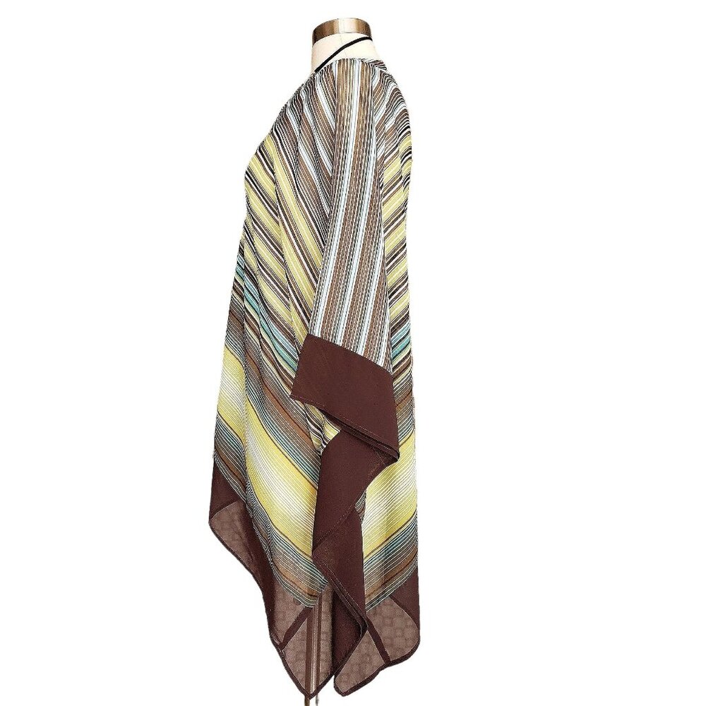 Ronen Chen Sleeveless Blouse 6 Chic Boho Asymmetrical Striped Earthy Artsey - Picture 3 of 6